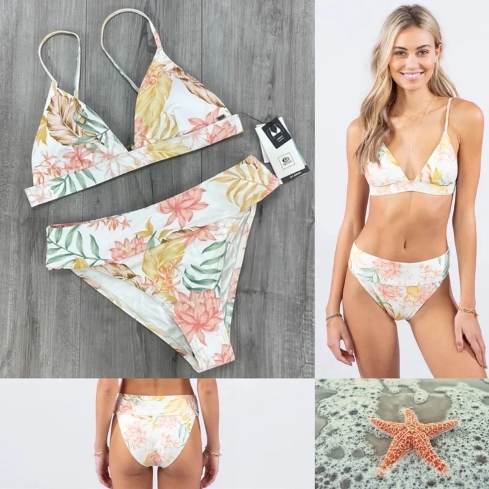 ☀️RIP CURL☀️ LA BONITA AXED TRI HI WAIST CHEEKY BIKINI SET
